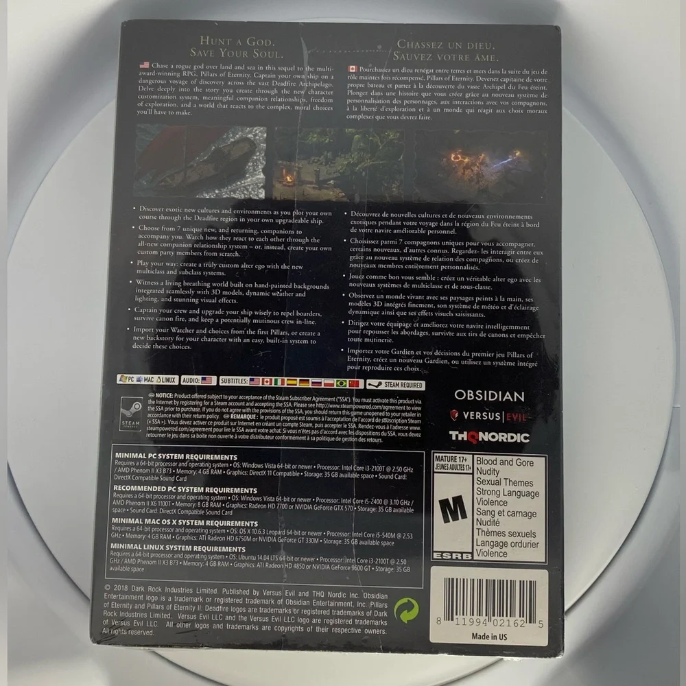 Pillars of Eternity II Deadfire ( versus Evil Obsidian THQ Nordic) PC/MAC/Linux